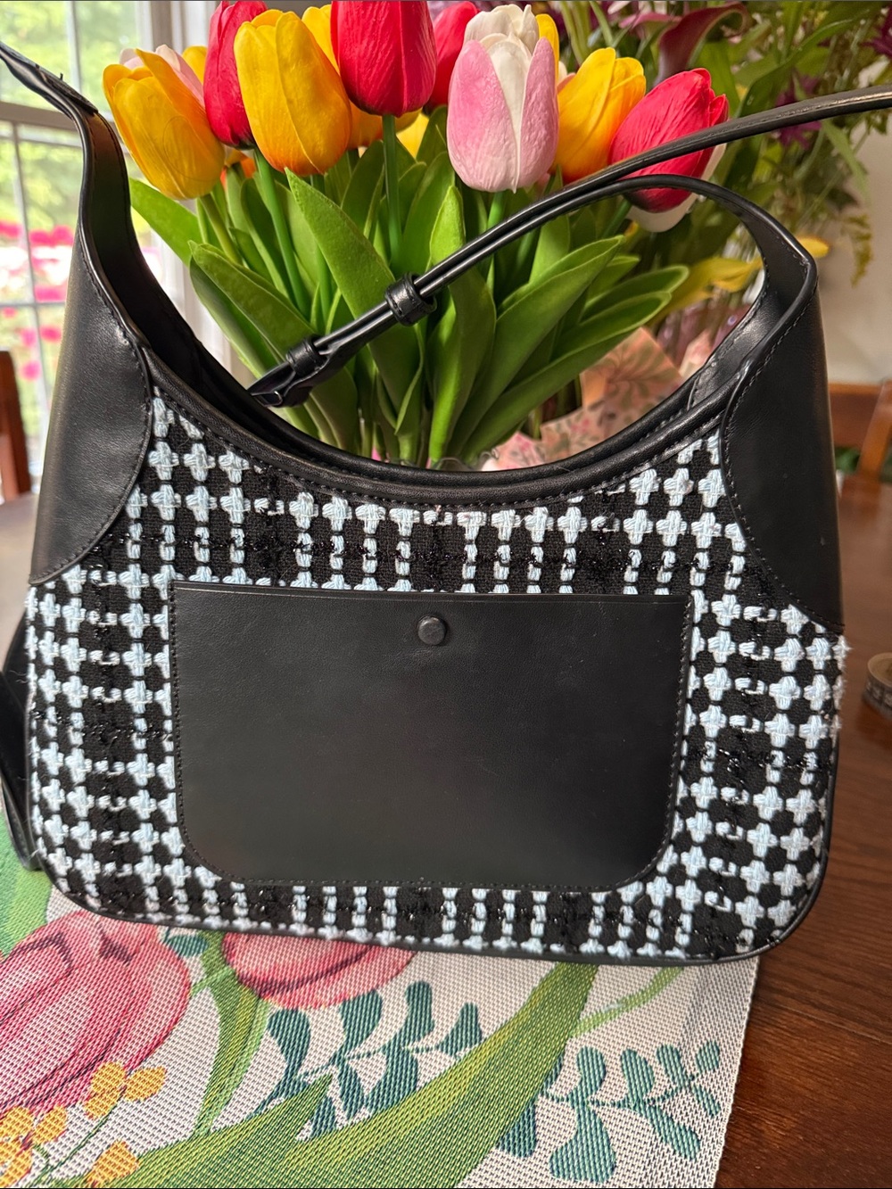 kate spade Black and White Tweed Shoulder Bag
